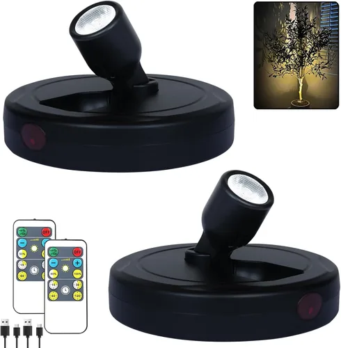 Miniatura 15 de HAMVIDNE Foco LED, luces de foto a batería, iluminación ascendente para interior, luces de disco con 2 controles remotos, luz de punto regulable
