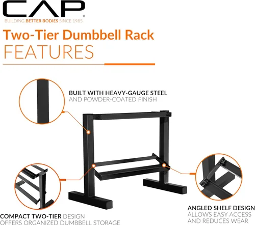 Miniatura 3 de Estante Cap Barbell para mancuernas, de dos niveles Negro - 24 pulgadas
