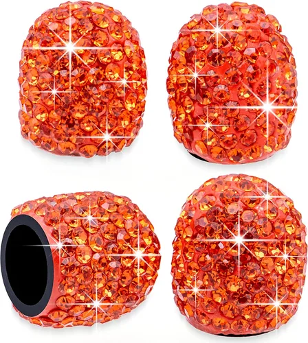 Miniatura 31 de 8 PCS Tapas de Válvula de Vástago de Neumático con Diamantes de Cristal Brillante, Tapas de Válvula de Neumático de Coche a Prueba de Polvo Blanco