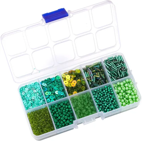 Miniatura 18 de Cuentas surtidas para la fabricación de joyas, cuentas de tubo de cristal para corneta, lentejuelas sueltas, varios tamaños para manualidades