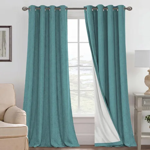 Miniatura 10 de H.VERSAILTEX Cortinas opacas de lino de 72 pulgadas de largo, 100% absolutamente opacas, con aislamiento térmico, con textura de lino, cortinas