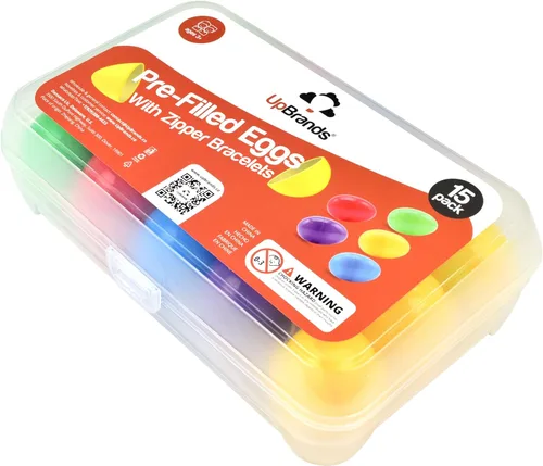 Miniatura 9 de UpBrands Caja a granel de 720 huevos de Pascua prellenados con pulseras de cremallera de juguete para ansiedad, suministros de caza de huevos