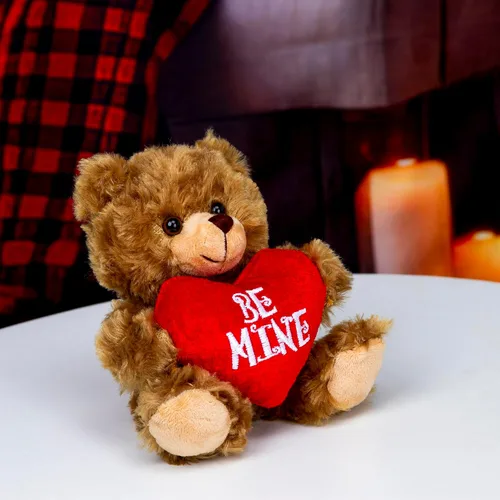 Miniatura 2 de Plushland Oso de Peluche Mocha Corazón - Sé Mío - Oso de Peluche para Niños y Adultos - Almohada de Corazón Bordado - Marrón - 6 pulgadas
