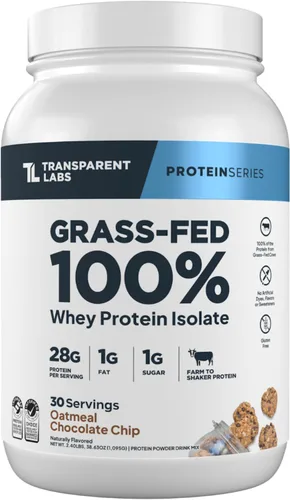 Miniatura 10 de Transparent Labs Aislado de proteína de suero de leche alimentado con pasto, sabor natural, sin gluten, proteína de suero en polvo con 0.99 oz