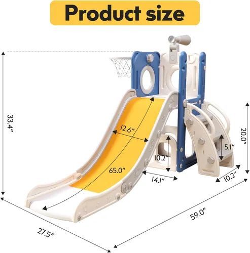 Miniatura 5 de 6 in 1 Toddler Playset with Slide,Toddler Slide,Slide for Kids with Basketball Hoop,Ball,Ring Toss,Kids Slide Toddler Playground Toddler Slide