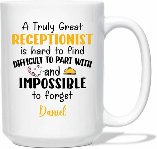 Miniatura 20 de Taza de café de recepcionista personalizada, regalos para agradecimiento, taza blanca de recepcionista, taza de viaje para recepcionistas, taza