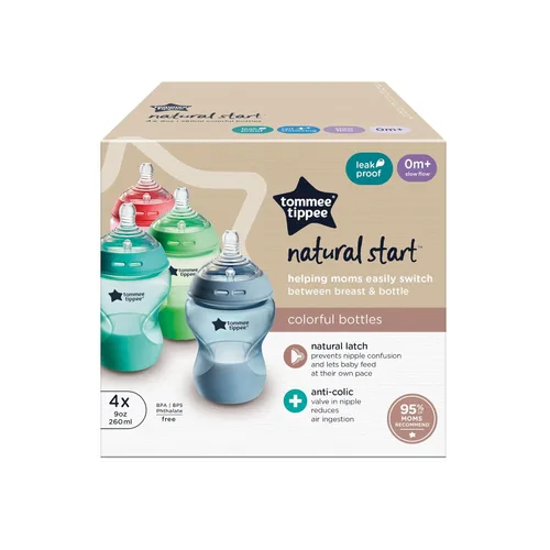Miniatura 6 de Tommee Tippee Natural Start - Biberones anticólicos sin BPA, 9 onzas, pezón de flujo lento para un cierre natural, diseñado para transiciones sin