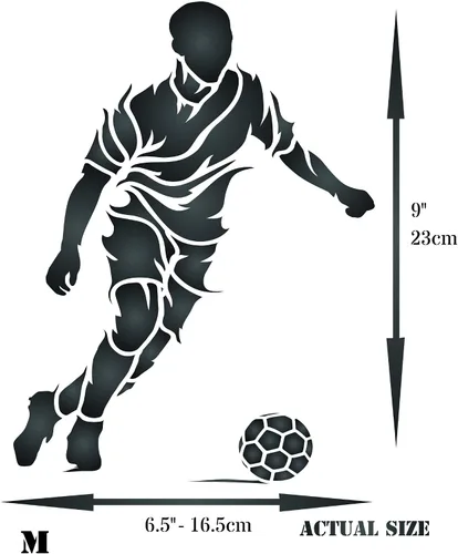 Miniatura 7 de Plantillas para paredes: Plantilla de fútbol, 6.5 x 9 pulgadas (M) - Pared decorativa para jugador de fútbol