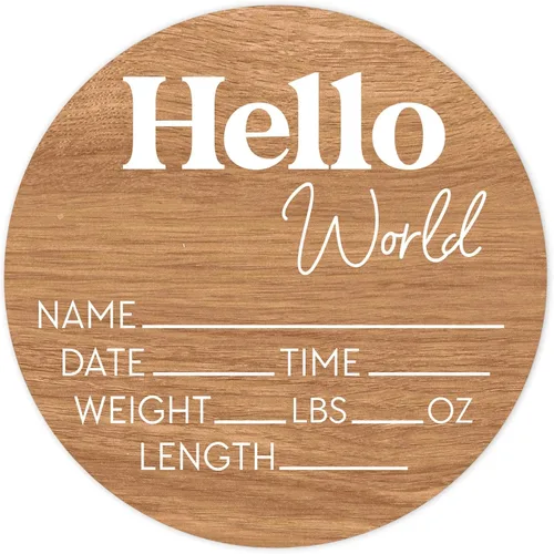 Miniatura 12 de Letrero de recién nacido "Hello World" - Placa de anuncio de nacimiento con nombre de bebé para hospital - Accesorio para fotos - Decoración
