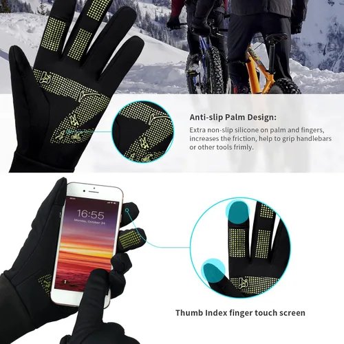Miniatura 3 de Guantes de invierno delgados para hombres y mujeres a prueba de salpicaduras resistentes al viento antideslizantes con pantalla táctil guantes