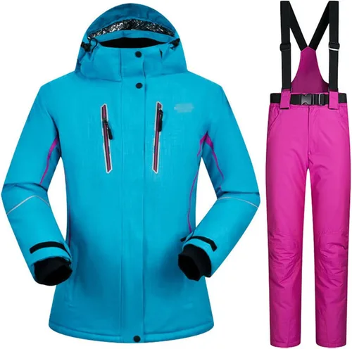 Miniatura 14 de Conjunto de chaquetas y pantalones de esquí para mujer, invierno al aire libre, talla grande, trajes de esquí cálidos con capucha, trajes de nieve E