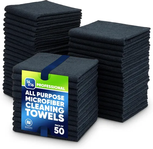Microfiber Wholesale Toallas Multiusos de 16" x 16" - Paquete de 50 - Paños de Lavado Reutilizables, Polvo, Cocina, Automóvil, Trapos de Taller para
