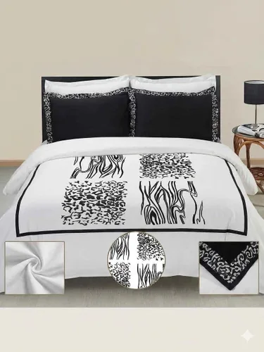 Miniatura 9 de sheetsnthings Juego de edredón de 8 piezas de tamaño matrimonial bordado Amalia dorado y blanco, incluye juego de funda de edredón de algodón de 3