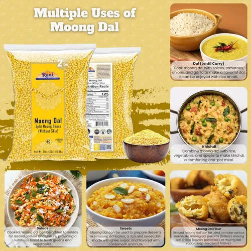 Miniatura 3 de Rani Moong Dal (frijoles mungos divididos sin piel) Lentejas indias 32 onzas (2 libras) 32.03 oz ~ Todo natural Apto para gluten Sin OMG