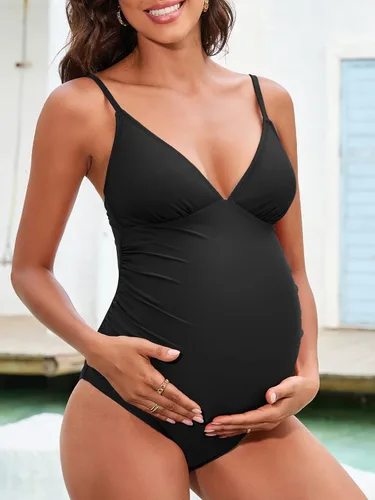 Miniatura 4 de CUPSHE Traje de baño de maternidad para mujer, traje de baño de una pieza, traje de baño de embarazo, tirantes delgados