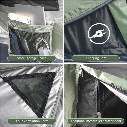 Miniatura 3 de Tienda de campaña desplegable para camping, tienda de campaña para 4 personas con almacenamiento adicional, protección UV, impermeable, costuras