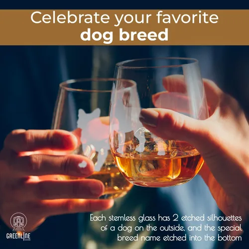 Miniatura 2 de Greenline Goods Copas de vino sin tallo de Bulldog Francés (Juego de 2) - Único para amantes de perros - Silueta de Frenchie de 2 caras grabada