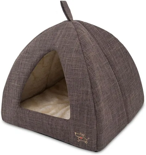 Miniatura 12 de Best Pet Supplies Casa para Perros Cama Alfombra de Jaula Carpa Interior Redonda Suave de Felpa para Razas Pequeñas, Medianas y Grandes - Beige