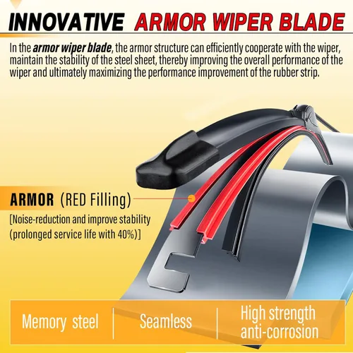 Miniatura 2 de AUTOBOO 20" y 18" Limpiaparabrisas (Paquete de 2), Limpiaparabrisas de calidad OEM Premium para todas las estaciones, limpiaparabrisas Armor