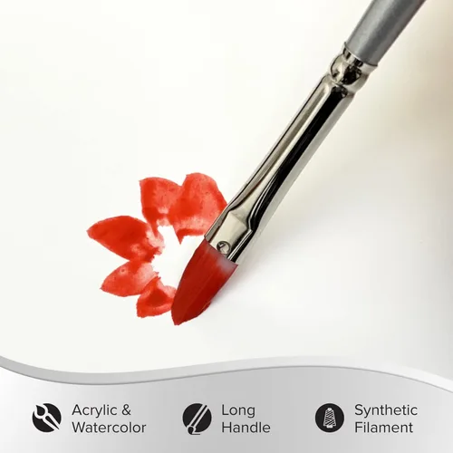 Miniatura 3 de Silver Brush 1503-6 - Cepillo Taklon blanco con mango largo, filbert, tamaño 6