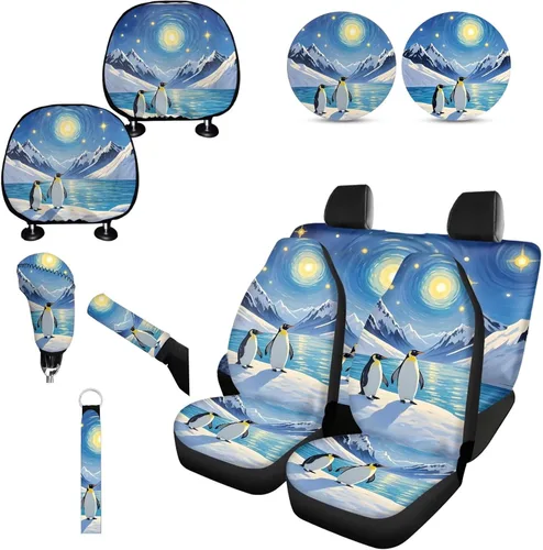 Miniatura 26 de Forchrinse Bee - Juego de fundas para asiento delantero y trasero con funda para palanca de cambios de freno de mano, funda para reposacabezas