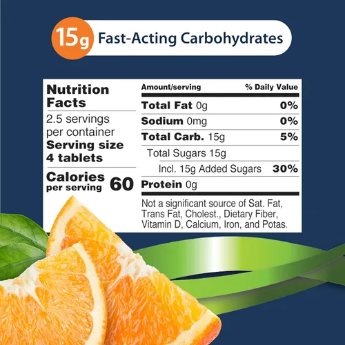 Miniatura 3 de TRUEplus Tabletas de glucosa, masticables, sabor a naranja, 0.53 oz de carbohidratos de acción rápida, sin grasa, sin gluten, potencian la energía