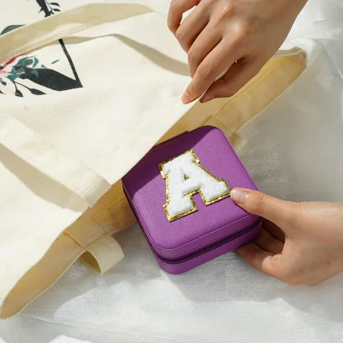 Miniatura 6 de Joyero pequeño para niñas, joyero con inicial de viaje para niñas Caja organizadora de joyas pequeña Joyero de viaje organizador de joyero Mini