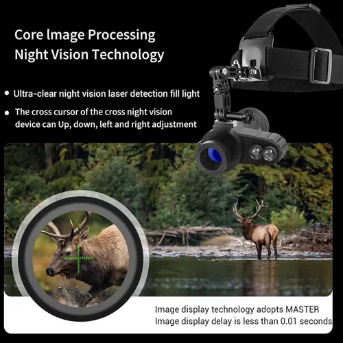Miniatura 3 de Gafas monoculares de visión nocturna montadas en la cabeza con correa elástica para la cabeza, aumento predeterminado 7X, equipo NVG rango de 1148
