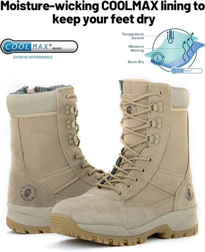 Miniatura 3 de ROCKROOSTER VEGA - Botas militares y tácticas con cremallera para hombre punta suave de 8 pulgadas tecnología antifatiga botas ligeras