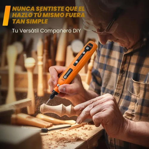Miniatura 3 de HARDELL - Kit de herramienta rotatoria inalámbrica multiusos mini con 5 velocidades, carga USB y 69 accesorios, 3.7 V para lijar, pulir, perforar