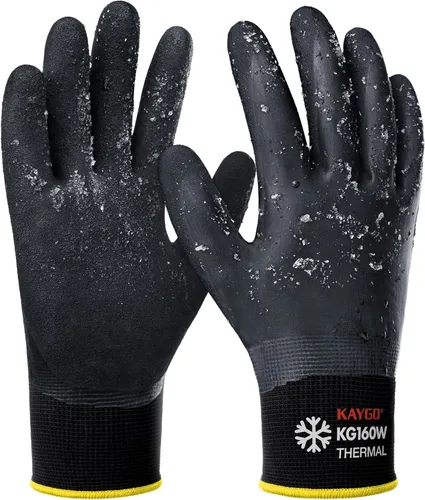 Miniatura 19 de KAYGO Guantes de trabajo impermeables para hombres y mujeres, guantes de trabajo recubiertos de goma antideslizantes para jardín, construcción al