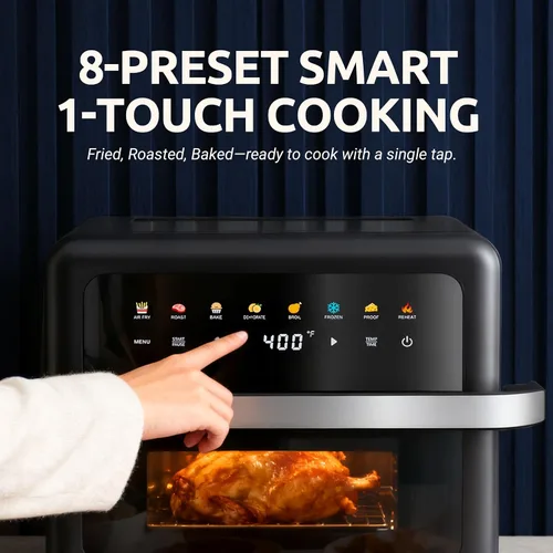 Miniatura 2 de Freidora de aire de 8 cuartos de galón de gran capacidad, horno freidora de aire digital 8 en 1 con circulación de aire rápida, control táctil