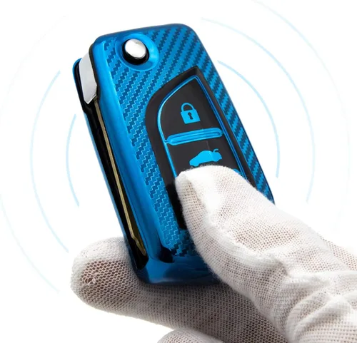 Miniatura 3 de Funda suave de TPU para llavero de automóvil para Toyota 4Runner Avalon Camry Corolla Fortuner Highlander Sequoia Sienna Tacoma Yaris, Azul - 2 Azul