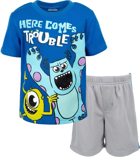 Disney Winnie the Pooh Lion King Pixar Monsters Inc Toddler Boys T-Shirt and Mesh Shorts Outfit Set Toddler to Big Kid