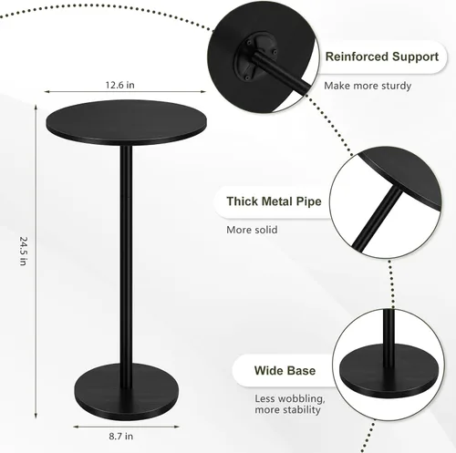 Miniatura 3 de Vrisa Mesa de bebida para espacios pequeños, pedestal redondo, pequeña y moderna, mesa auxiliar de Martini para sala de estar, dormitorio, sofá