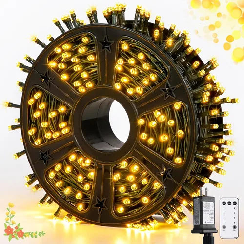 Miniatura 32 de JMEXSUSS 500 luces LED azules de Navidad al aire libre, 173 pies, 8 modos, tira de luces de Navidad, impermeable, luz LED azul para árbol enchufable