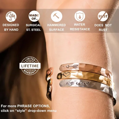 Miniatura 5 de Carviell Pulseras grabadas para mujer, inspiradoras, amistad, amor, mamá, hija, hermana, cristiana, graduación, conmemoración y regalos de boda, más