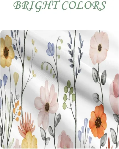 Miniatura 4 de Yeele Cortina de ducha floral de 36x72 pulgadas, juego de baño retro bonito con flores silvestres de acuarela, cortina de baño natural botánica
