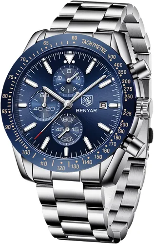 Miniatura 9 de BY BENYAR - Reloj para hombre, cronógrafo analógico de cuarzo, impermeable, luminoso, de diseñador, relojes de pulsera para hombre, para negocios
