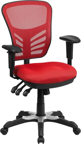 Miniatura 24 de Flash Furniture Nicholas Silla Giratoria de Respaldo Medio para Oficina y Juegos, Silla de Oficina Ergonómica de Malla con Soporte Lumbar y Altura