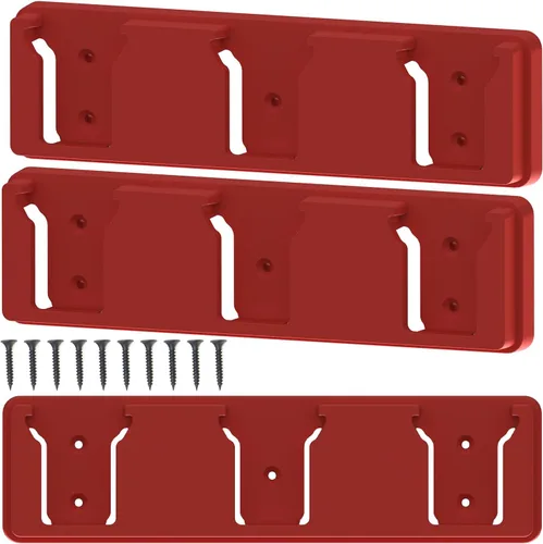 Miniatura 8 de Soporte de batería para batería Milwaukee 18 18V, montaje de 3 ranuras herramienta de garaje a granel, soporte para Milwaukee para furgoneta de Rojo