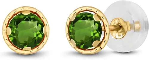 Gem Stone King Aretes redondos de oro amarillo de 14 quilates con piedra natal | Redondos de 0.157 in | Aretes de oro para mujeres y hombres
