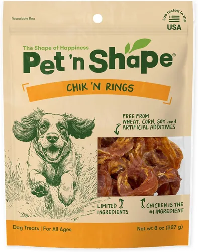 Pet 'n Shape Chik 'n Rings - Golosinas de carne seca para perros, 8 onzas