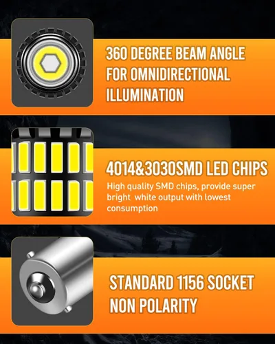 Miniatura 2 de Bombilla LED 1156, luces LED de marcha atrás, 300% más brillante, xenón blanco, 1340 lúmenes, superbrillante, BA15S 1003 1141 P21W 7506, repuesto