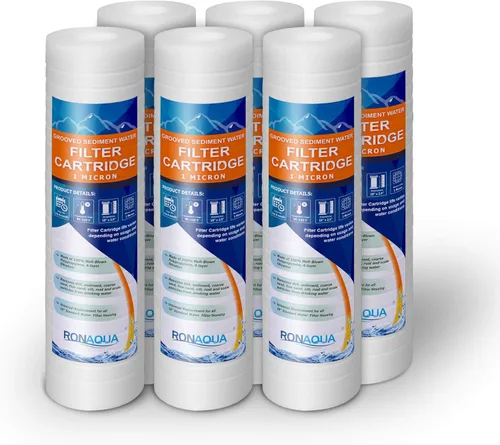 6 cartuchos de filtro de agua de sedimentos ranurados de 1 micra de 10 x 2.5 pulgadas, cuatro capas de filtración, elimina arena, suciedad, limo,