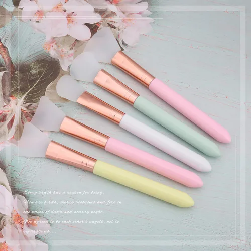 Miniatura 6 de Elisel 5 cepillos aplicadores de máscara facial de silicona, flexibles para cara, dormir, arcilla, loción corporal