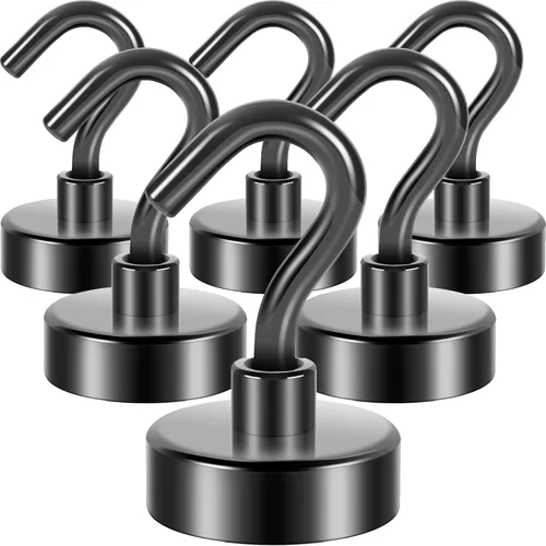 Miniatura 17 de Neosmuk Ganchos magnéticos extrafuertes con resistencia de más de 27 lbs, con imanes de tierras raras resistentes para refrigerador, crucero, Bronce