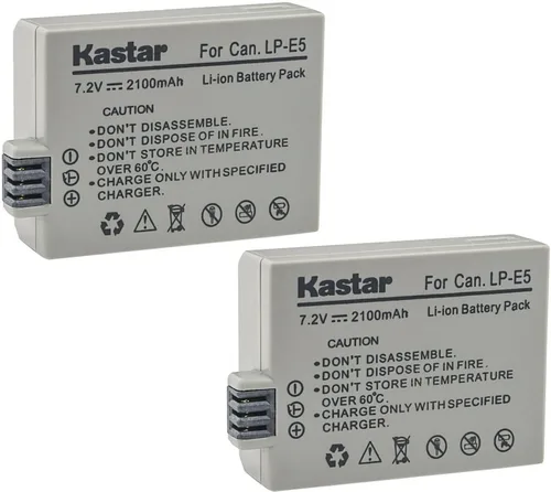 Miniatura 4 de Kastar Paquete de 1 batería LP-E5 de 7.2 V 2100 mAh de repuesto para batería Canon LP-E5 LPE5, cargador Canon LC-E5, LC-E5C, LC-E5E