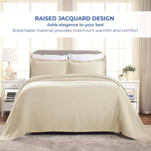 Miniatura 6 de Superior Juego de colcha de algodón con diseño de flor de lis, mantas cálidas, ropa de cama para todas las estaciones, decoración de dormitorio