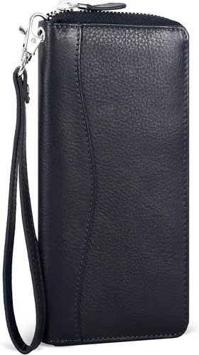 Miniatura 17 de Oak Leathers Cartera de cuero para mujer – Cartera Clutch RFID para mujer con 8 portadores de tarjetas de crédito, bolsillo para monedas, regalo
